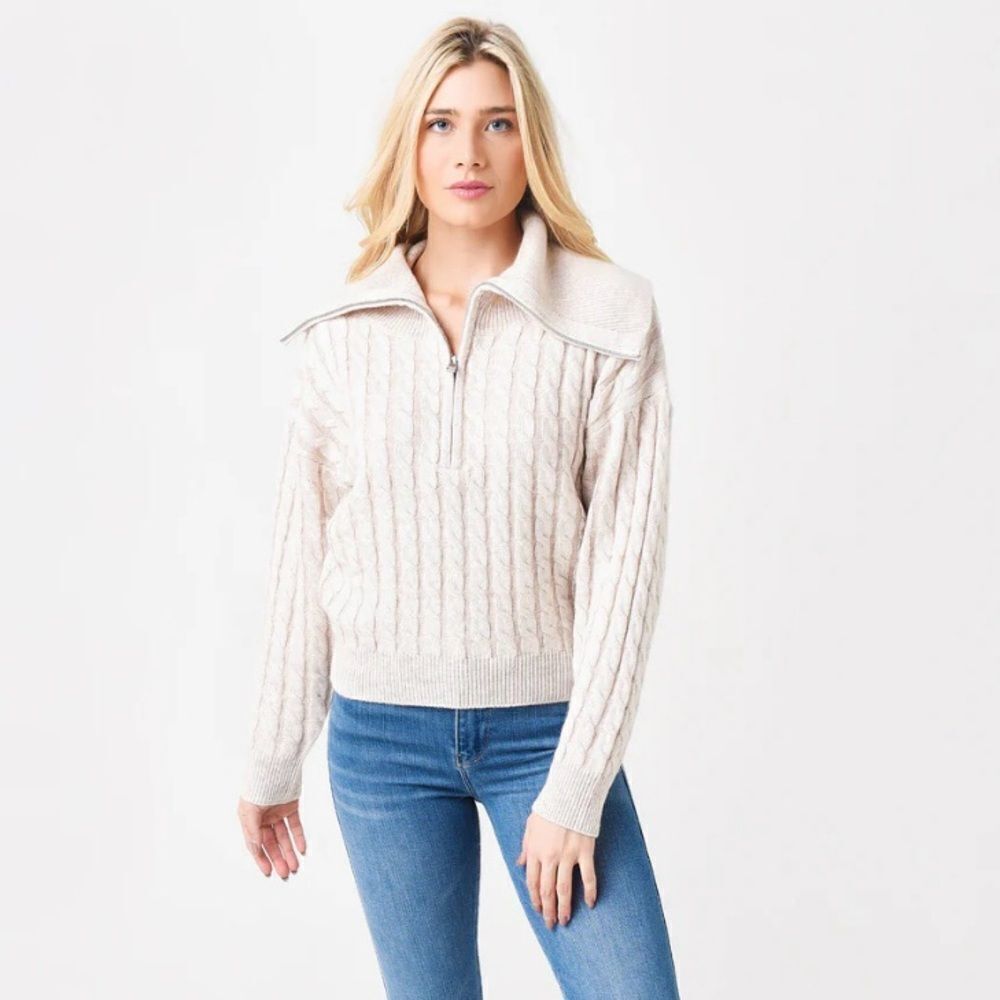 Frame Half-Zip Cable Sweater - Picture 7 of 9